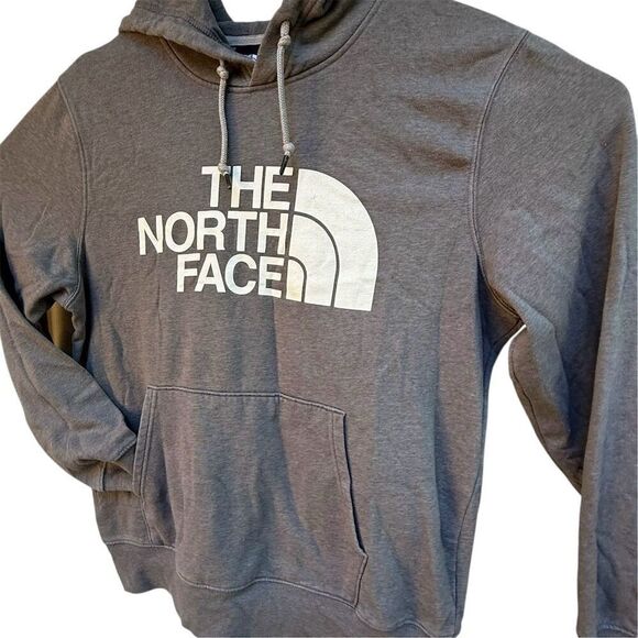 The North Face Gray Half Dome Hoodie Sweatshirt White Logo TNF Size L Pullover - Picture 6 of 9